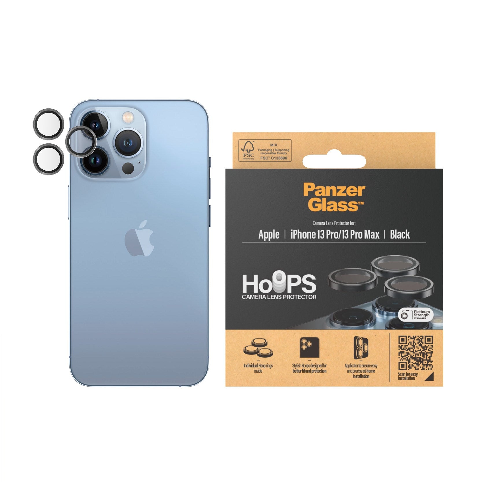 PanzerGlass® Hoops® Schwarz Kameraschutz for iPhone 13 Pro | 13 Pro Max